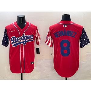 MLB Dodgers 8 Enrique Hernández Red USA Flag Nike Cool Base Men Jersey MLB Dodgers 8 Enrique Hernández Red USA Flag Nike Cool Base Men Jersey