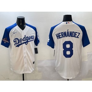 MLB Dodgers 8 Enrique Hernández White Blue 2024 World Series Champion Nike Cool Base Men Jersey MLB Dodgers 8 Enrique Hernández White Blue 2024 World Series Champion Nike Cool Base Men Jersey