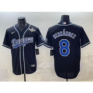 MLB Dodgers 8 Hernandez Black 2025 World Series Nike Cool Base Men Jersey