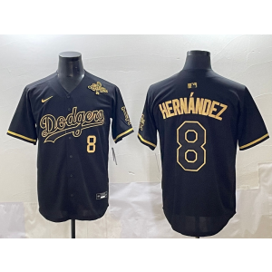 MLB Dodgers 8 Hernandez Black Gold 2025 World Series Champion Nike Cool Base Men Jersey MLB Dodgers 8 Hernandez Black Gold 2025 World Series Champion Nike Cool Base Men Jersey