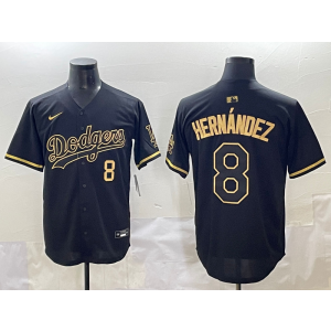 MLB Dodgers 8 Hernandez Black Gold Nike Cool Base Men Jersey MLB Dodgers 8 Hernandez Black Gold Nike Cool Base Men Jersey