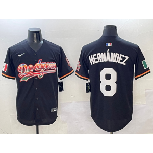 MLB Dodgers 8 Hernandez Black Rainbow Nike Cool Base Men Jersey MLB Dodgers 8 Hernandez Black Rainbow Nike Cool Base Men Jersey