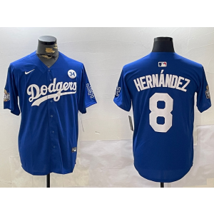 MLB Dodgers 8 Hernandez Blue 2024 World Series Nike Cool Base Men Jersey with 34 Patch MLB Dodgers 8 Hernandez Blue 2024 World Series Nike Cool Base Men Jersey with 34 Patch