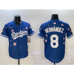 MLB Dodgers 8 Hernandez Blue 2025 Tokyo Series Nike Cool Base Men Jersey MLB Dodgers 8 Hernandez Blue 2025 Tokyo Series Nike Cool Base Men Jersey