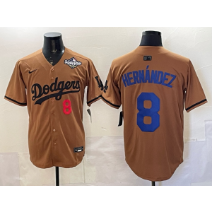 MLB Dodgers 8 Hernandez Brown 2025 World Series Nike Cool Base Men Jersey MLB Dodgers 8 Hernandez Brown 2025 World Series Nike Cool Base Men Jersey