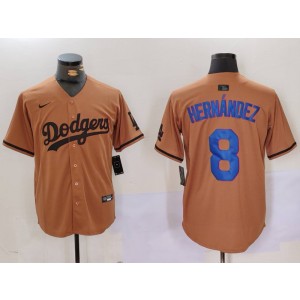 MLB Dodgers 8 Hernandez Brown Nike Cool Base Men Jersey MLB Dodgers 8 Hernandez Brown Nike Cool Base Men Jersey