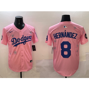 MLB Dodgers 8 Hernandez Pink 2025 Tokyo Series Nike Cool Base Men Jersey MLB Dodgers 8 Hernandez Pink 2025 Tokyo Series Nike Cool Base Men Jersey