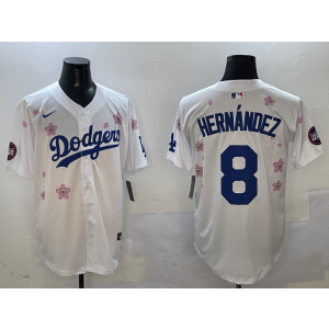 MLB Dodgers 8 Hernandez White 2025 Tokyo Series Nike Cool Base Men Jersey 1 MLB Dodgers 8 Hernandez White 2025 Tokyo Series Nike Cool Base Men Jersey 1