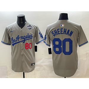 MLB Dodgers 80 Sheehan Grey 2025 World Series Champion Nike Cool Base Men Jersey MLB Dodgers 80 Sheehan Grey 2025 World Series Champion Nike Cool Base Men Jersey