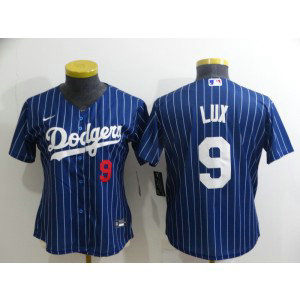MLB Dodgers 9 Gavin Lux Blue Nike Cool Base Women Jersey MLB Dodgers 9 Gavin Lux Blue Nike Cool Base Women Jersey