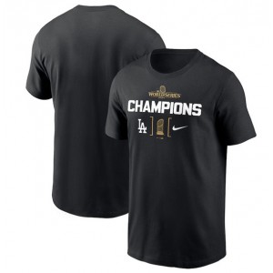 MLB Dodgers Black 2024 World Series Champions Trophy T-Shirt MLB Dodgers Black 2024 World Series Champions Trophy T-Shirt