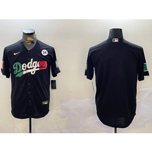 MLB Dodgers Blank Black Mexico 2024 World Series Nike Cool Base Men Jersey with 34 Patch MLB Dodgers Blank Black Mexico 2024 World Series Nike Cool Base Men Jersey with 34 Patch