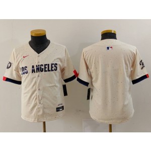 MLB Dodgers Blank Cream 2024 City Connect Nike Cool Base Youth Jersey MLB Dodgers Blank Cream 2024 City Connect Nike Cool Base Youth Jersey