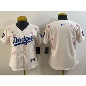 MLB Dodgers Blank Cream 2025 Tokyo Series Nike Cool Base Women Jersey MLB Dodgers Blank Cream 2025 Tokyo Series Nike Cool Base Women Jersey