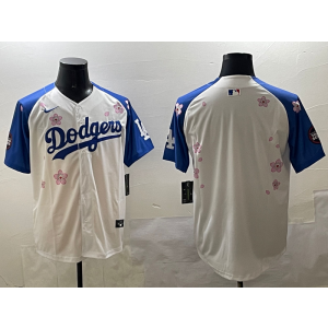 MLB Dodgers Blank White Blue 2025 Tokyo Series Nike Cool Base Men Jersey MLB Dodgers Blank White Blue 2025 Tokyo Series Nike Cool Base Men Jersey