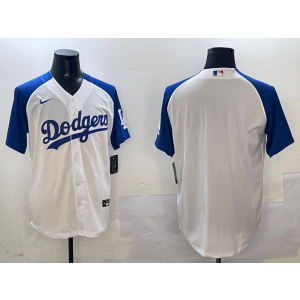 MLB Dodgers Blank White Blue Nike Cool Base Men Jersey MLB Dodgers Blank White Blue Nike Cool Base Men Jersey