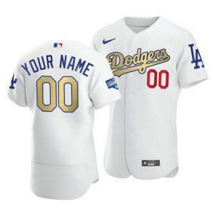 MLB Dodgers Customized White Gold 2020 World Series Champions Flexbase Men Jersey MLB Dodgers Customized White Gold 2020 World Series Champions Flexbase Men Jersey