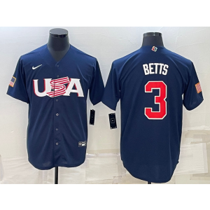 MLB Dodgers USA Baseball 3 Mookie Betts Blue 2023 World Series Men Jersey MLB Dodgers USA Baseball 3 Mookie Betts Blue 2023 World Series Men Jersey