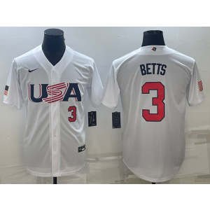 MLB Dodgers USA Baseball 3 Mookie Betts White Red 2023 World Baseball Classic Men Jersey 1 MLB Dodgers USA Baseball 3 Mookie Betts White Red 2023 World Baseball Classic Men Jersey 1