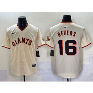 MLB Giants 16 Devers Cream Nike Cool Base Men Jersey MLB Giants 16 Devers Cream Nike Cool Base Men Jersey