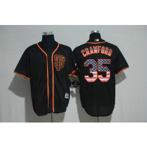 MLB Giants 35 Brandon Crawford Black USA Flag New Cool Base Men Jersey