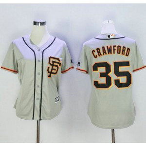 MLB Giants 35 Brandon Crawford Grey Road Women Jersey MLB Giants 35 Brandon Crawford Grey Road Women Jersey