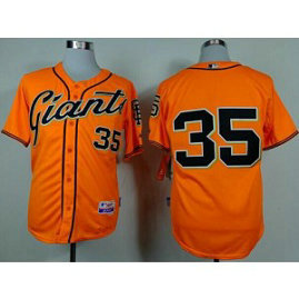 MLB Giants 35 Brandon Crawford Orange Alternate Cool Base Men Jersey