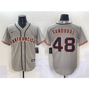 MLB Giants 48 Sandoval Grey Nike Cool Base Men Jersey MLB Giants 48 Sandoval Grey Nike Cool Base Men Jersey