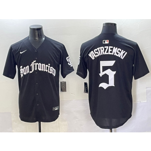MLB Giants 5 Mike Yastrzemski New Black Nike Cool Base Men Jersey MLB Giants 5 Mike Yastrzemski New Black Nike Cool Base Men Jersey