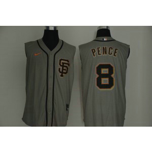 MLB Giants 8 Hunter Pence Gray Nike Cool Base Sleeveless Men Jersey