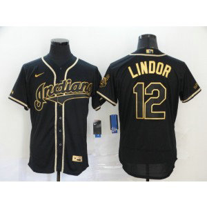 MLB Indians 12 Francisco Lindor Black Gold 2020 Nike Flexbase Men Jersey MLB Indians 12 Francisco Lindor Black Gold 2020 Nike Flexbase Men Jersey