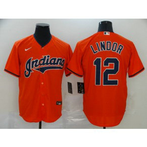 MLB Indians 12 Francisco Lindor Orange 2020 Nike Cool Base Men Jersey MLB Indians 12 Francisco Lindor Orange 2020 Nike Cool Base Men Jersey