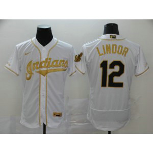 MLB Indians 12 Francisco Lindor White Gold 2020 Nike Flexbase Men Jersey MLB Indians 12 Francisco Lindor White Gold 2020 Nike Flexbase Men Jersey