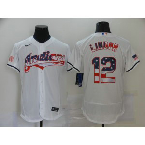 MLB Indians 12 Francisco Lindor White USA Flag Flexbase Men Jersey MLB Indians 12 Francisco Lindor White USA Flag Flexbase Men Jersey