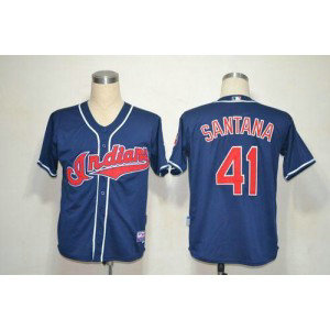 MLB Indians 41 Carlos Santana Blue Mitchell and Ness Throwback Men Jersey MLB Indians 41 Carlos Santana Blue Mitchell and Ness Throwback Men Jersey