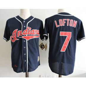 MLB Indians 7 Kenny Lofton Navy 1995 World Series Cooperstown Collection Men Jersey