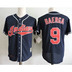 MLB Indians 9 Carlos Baerga Navy Throwback Men Jersey MLB Indians 9 Carlos Baerga Navy Throwback Men Jersey