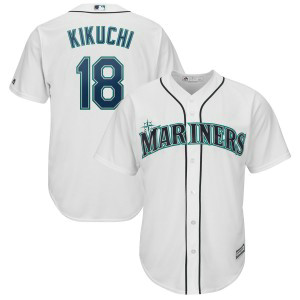 MLB Mariners 18 Yusei Kikuchi White Cool Base Men Jersey
