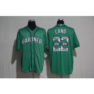 MLB Mariners 22 Robinson Cano Green Team Logo Print Cool Base Men Jersey