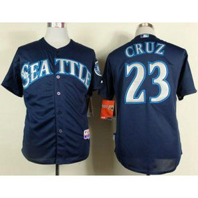 MLB Mariners 23 Nelson Cruz Navy Blue Cool Base Men Jersey