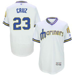 MLB Mariners 23 Nelson Cruz White Flexbase Cooperstown Men Jersey