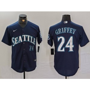 MLB Mariners 24 Ken Griffey Blue Nike Cool Base Men Jersey