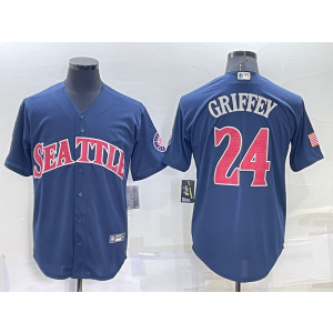 MLB Mariners 24 Ken Griffey Blue Nike Cool Base Men Jersey