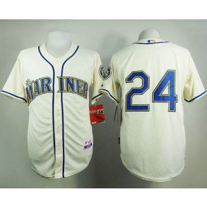 MLB Mariners 24 Ken Griffey Cream Alternate Cool Base Men Jersey