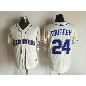 MLB Mariners 24 Ken Griffey Cream New Cool Base Men Jersey