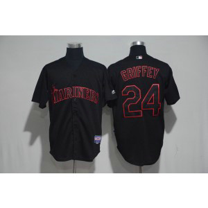 MLB Mariners 24 Ken Griffey Jr. Black Cool Base Men Jersey