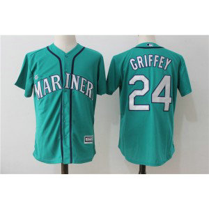 MLB Mariners 24 Ken Griffey Jr Green Cool Base Men Jersey