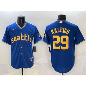MLB Mariners 29 Raleigh Blue City Nike Cool Base Men Jersey