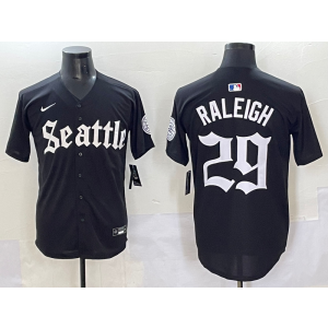 MLB Mariners 29 Raleigh New Black Nike Cool Base Men Jersey