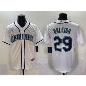 MLB Mariners 29 Raleigh White Nike Cool Base Men Jersey